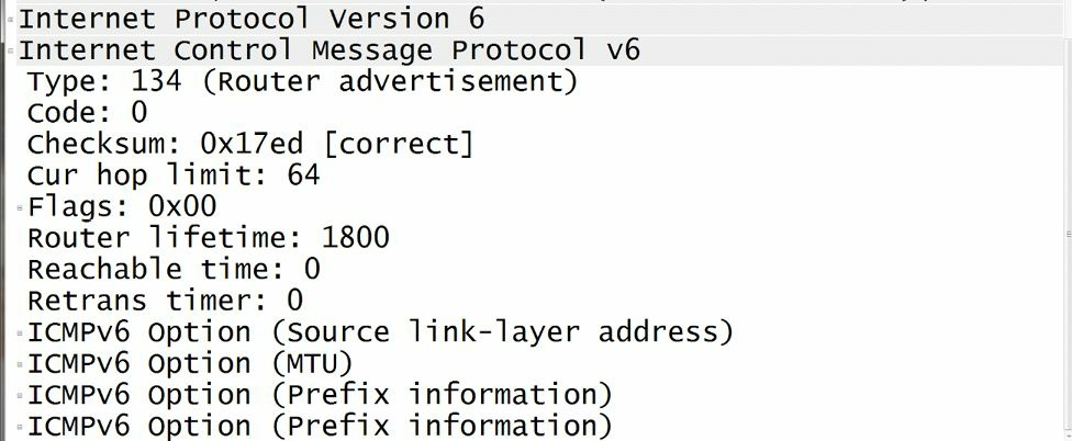 IPv6路由器通告报文