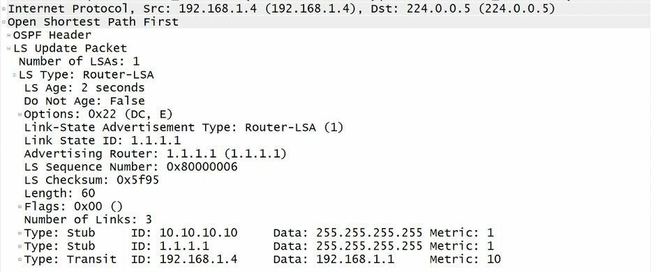 到OSPF组地址的指定路由器更新