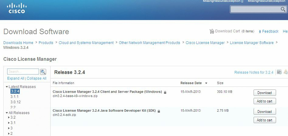 思科许可证管理器的下载页面